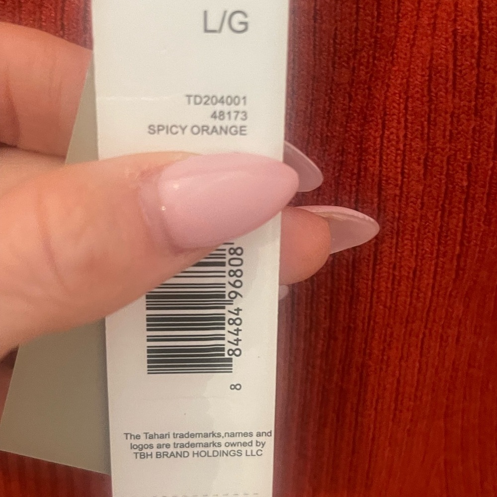 Tahari Vibrant Spicy Orange Long Sleeve Dress Size Large - Picture 6 of 8